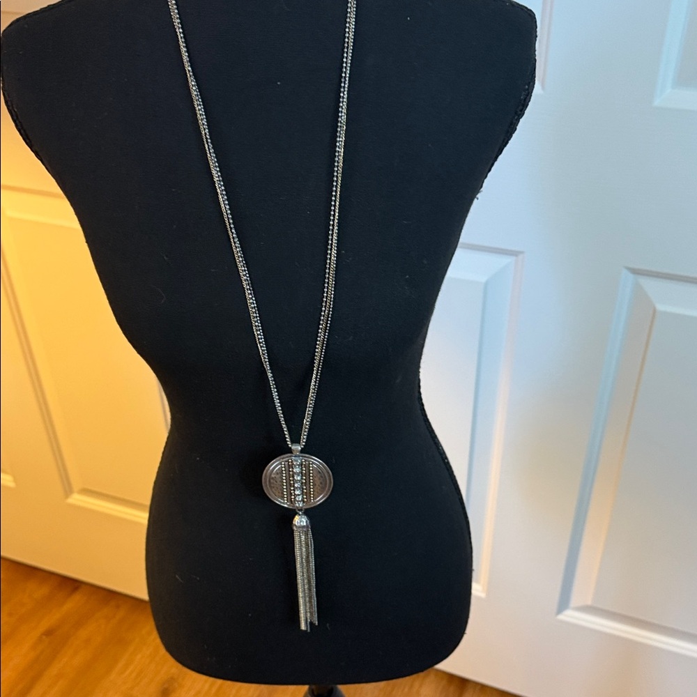 3/$20 Ruby Rd. Silver Tassel Necklace Boho Western Mixed Metal Womens Jewelry